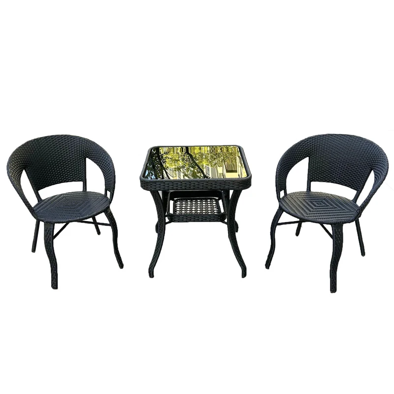 

Уличная мебель из ротанга для балкона, удобный кофейный столик, комбинированный садовый стол для патио и стул, комплект из трех предметов, стулья из ротанга