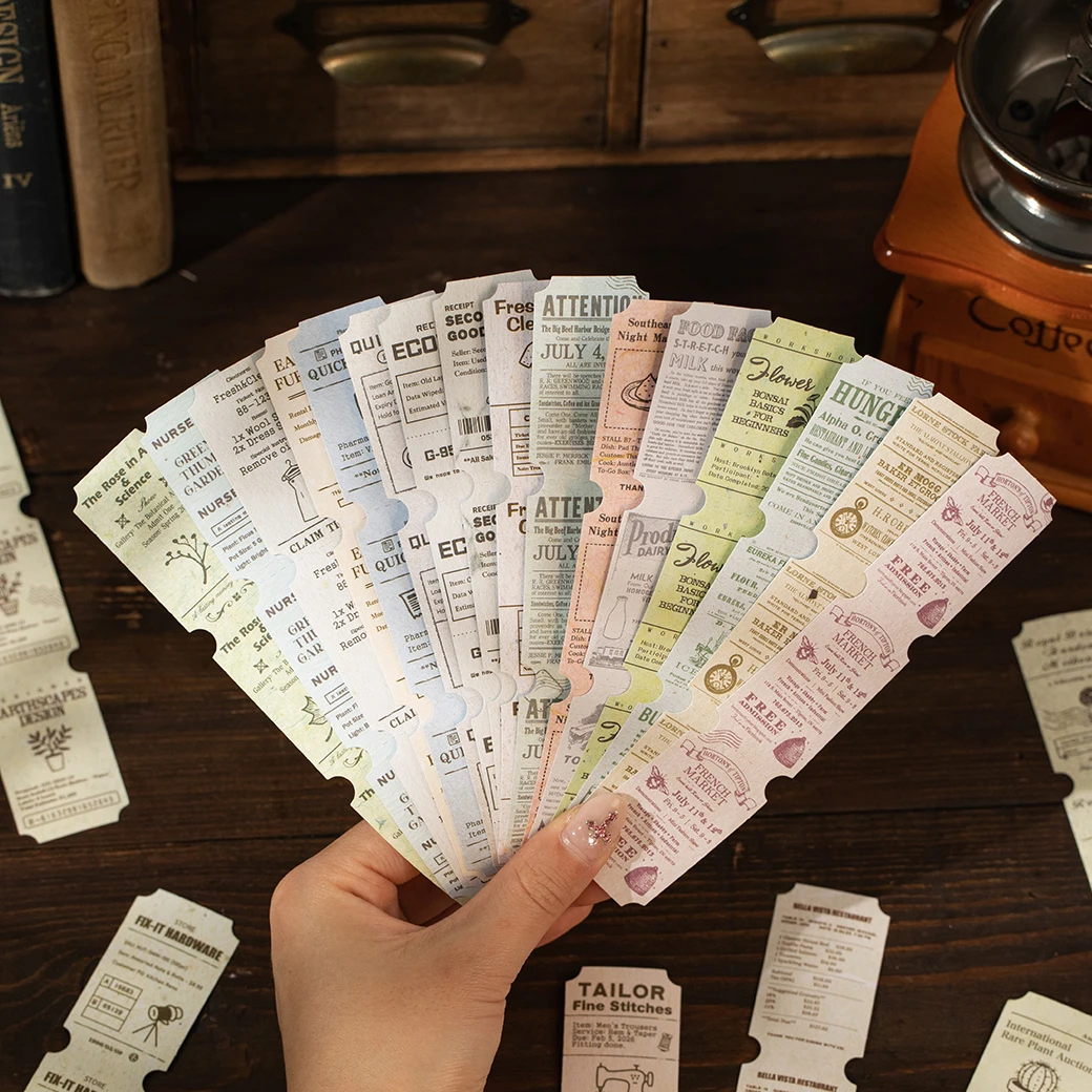 Vintage-Inspired Receipt Paper Set - 40 Pieces for Creative Journaling and Scrapbooking