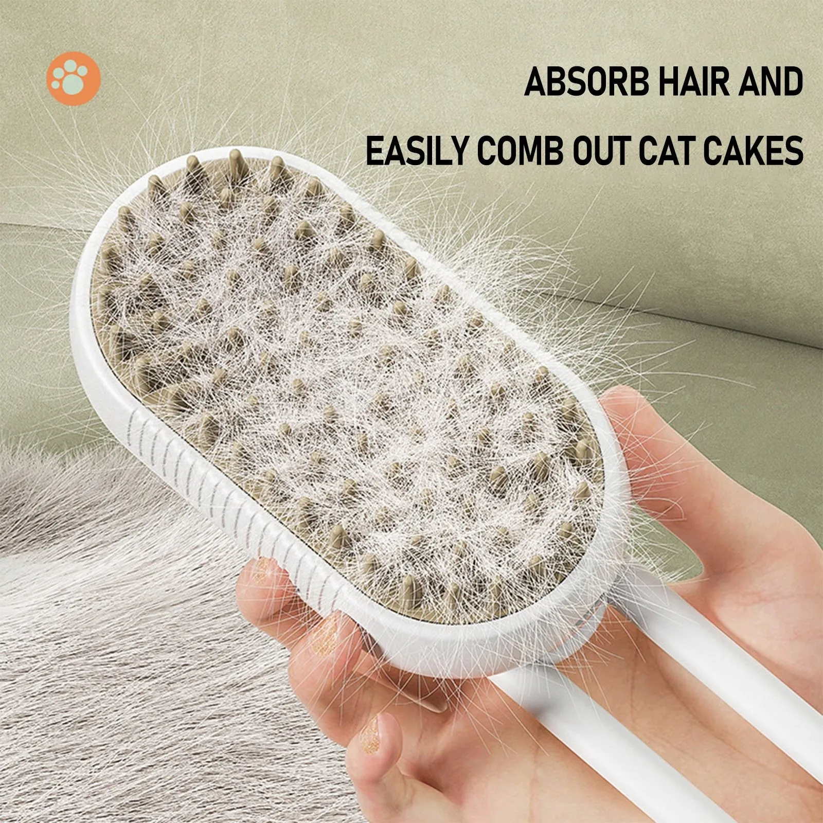 Steamy Cat Brush -3 In1 Cat Steamy Brush Self Cleaning Steam Cat Brush Cat Steamer Brush-10ml For Puppy Dog Cat Small Dogs Cats images - 6