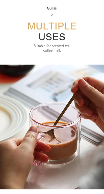 JINYOUJIA-Double Color Glass Coffee Mug, Borosilicate Glass Handle Cup for  Office Espresso Cappuccino Tea Water Mugs, Juice Cups - AliExpress