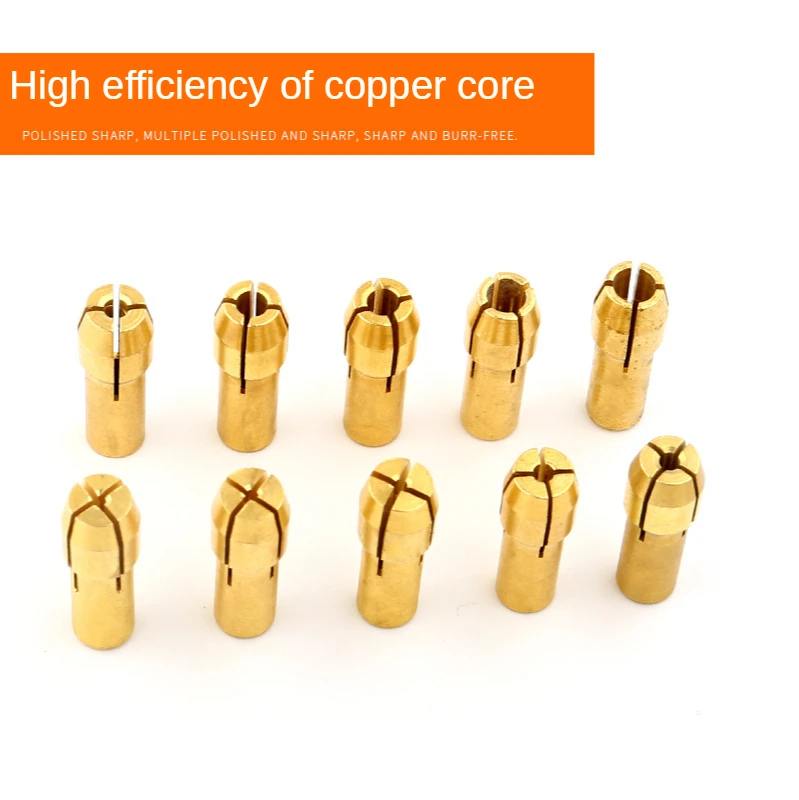 10 Pieces of Electric Tool Mini Drill Brass Chuck Suitable for Rotating Tool Accessories Machine Polishing Engraving Machine