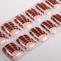 Autocollants pour ongles en gel semi-durci à effet marbré dégradé, 20 embouts, autocollants pour ongles en gel ambre, autocollants pour manucure en gel longue durée, décoration 2