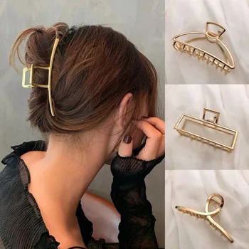 Fermagli per capelli geometrici vuoti color oro Artiglio per capelli in metallo Croce Fermaglio per capelli Fascia per capelli Granchio Accessori moda per capelli donna 1