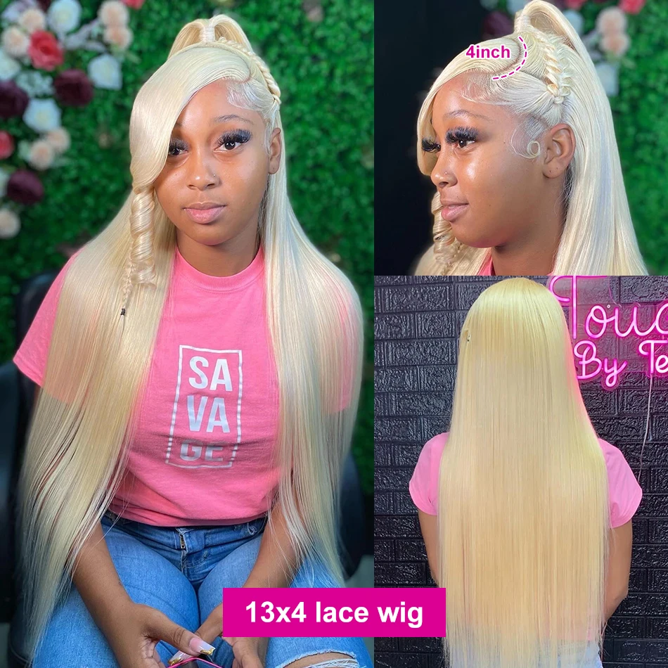 Human Hair Wig 613 Blonde Bone Straight 13x6 13x4 Lace Front Brazilian 250% Colored For Women 30 34 Inch