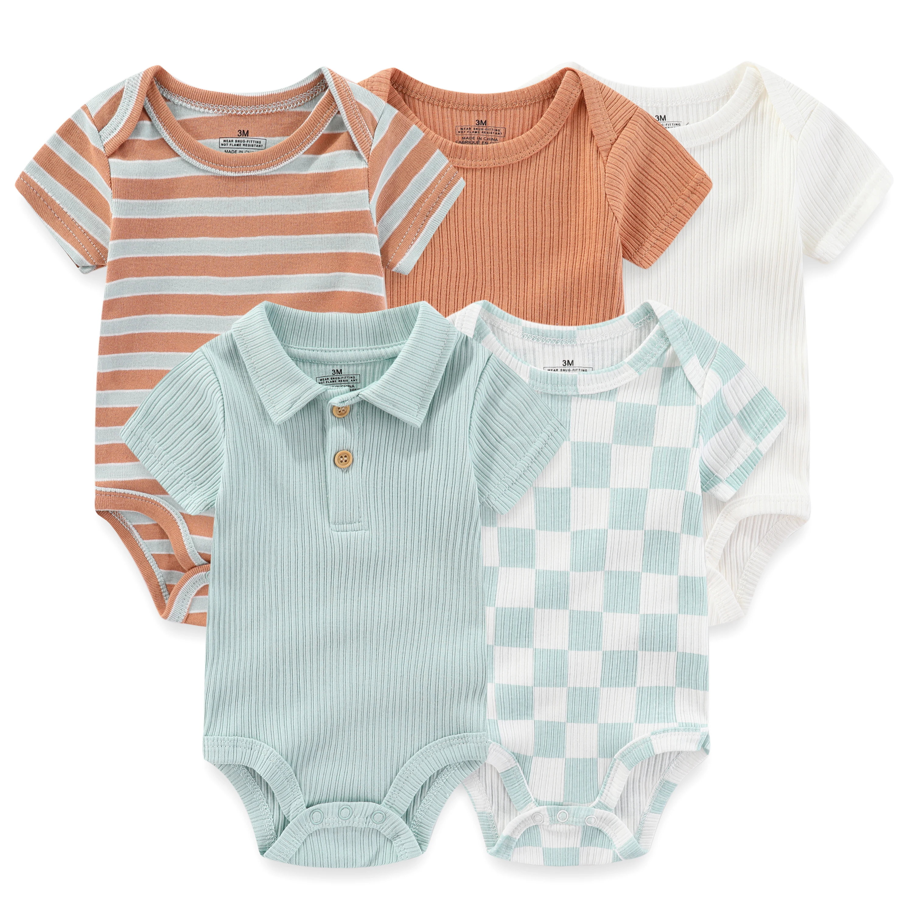 5 piece Soft Cotton Cartoon Short Sleeve Onesies 15