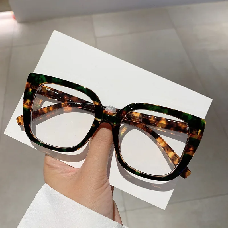 New Minimalist Anti Blue Light Glasses Leopard Print Frame Flat