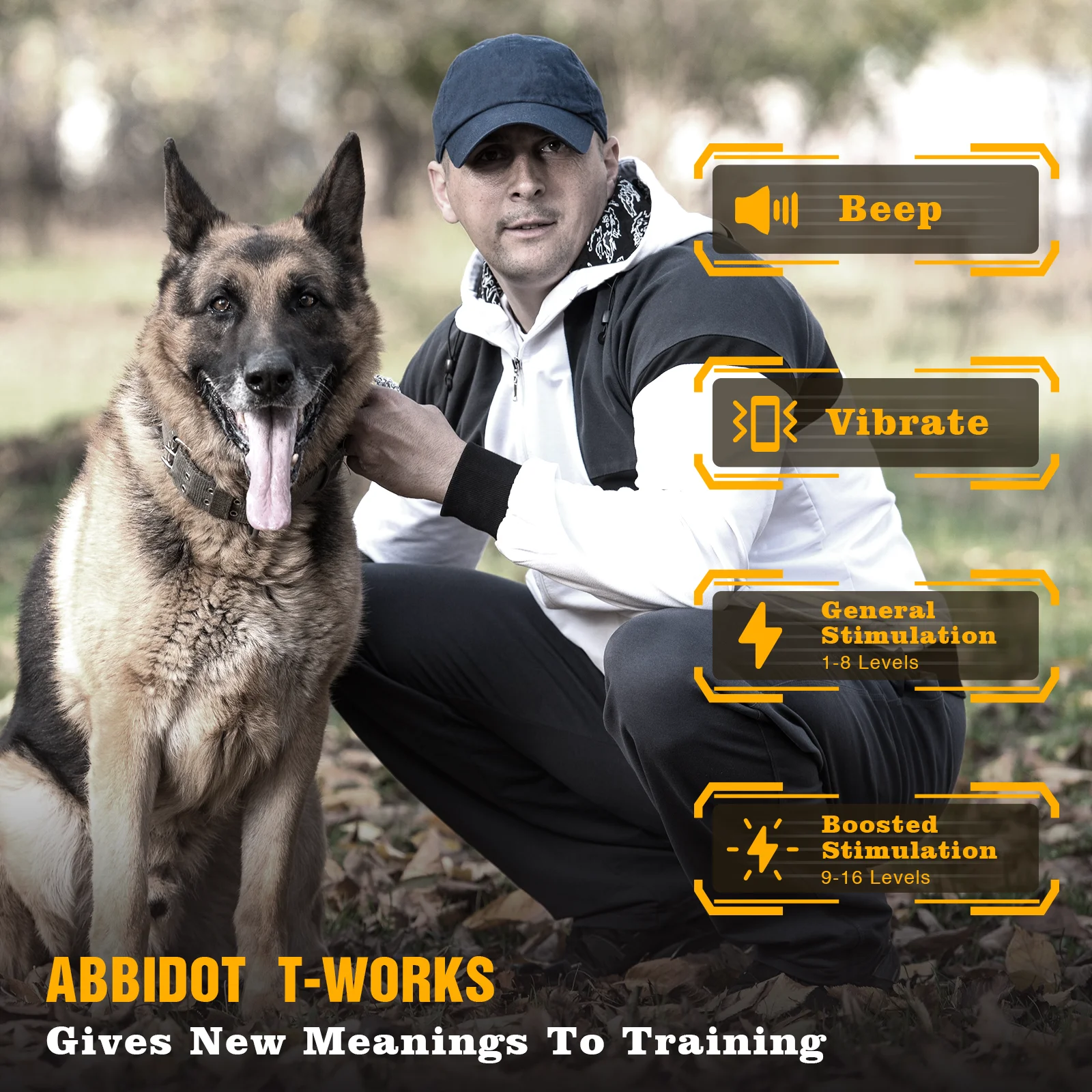 ABBIDOT T-WORKS Electric Shock Collar for Large Dog Training Collar 3/4 Mile Range No Bark Waterproof Rechargeable 920 Strap pet dog training collar
