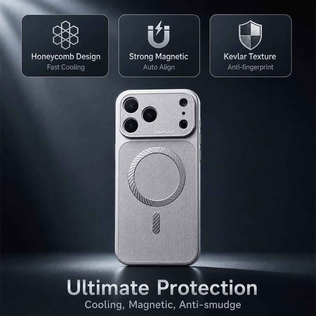 Premium Honeycomb Cooling Phone Case with Skin Feel and Shockproof Protection