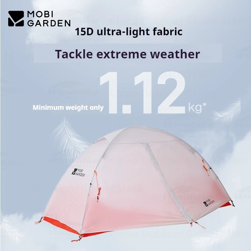 MOBI GARDEN Ultralight Tent 1-3 Person Camping Hiking Travel 15D 20D 30D Nylon Waterproof Windproof Backpack Tent Double Layer