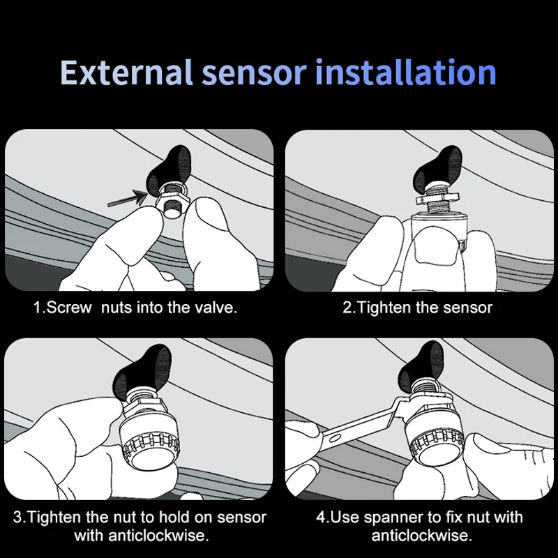 Car TPMS tire pressure monitoring system solar type monitor with 4pcs external sensors