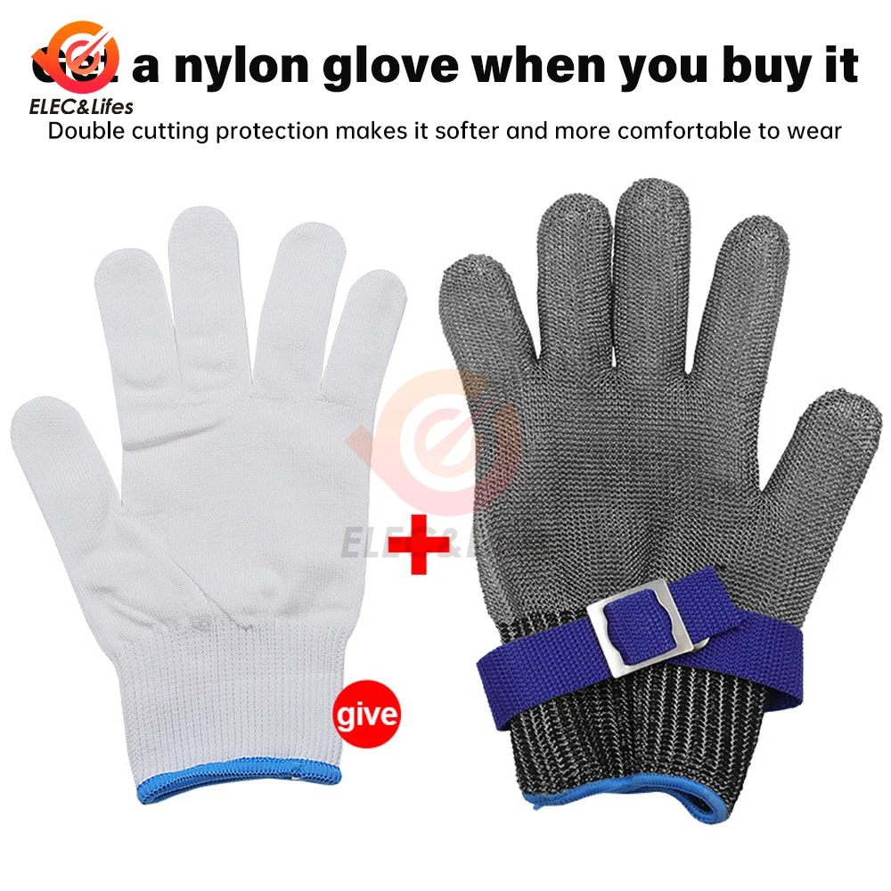 Anti-cut Gloves Stainless Steel Wire Cut-resistant Woven Safety Working Gloves Cutting Fish-killing Metal Iron Kitchen