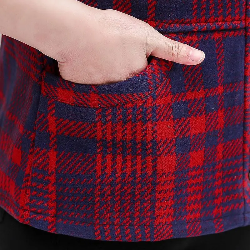 Women's Autumn Winter Plaid Vintage Plus Velvet Printed Vest Fashion Casual Versatile Coats Thick Elegant Warm Floral Lady Tops