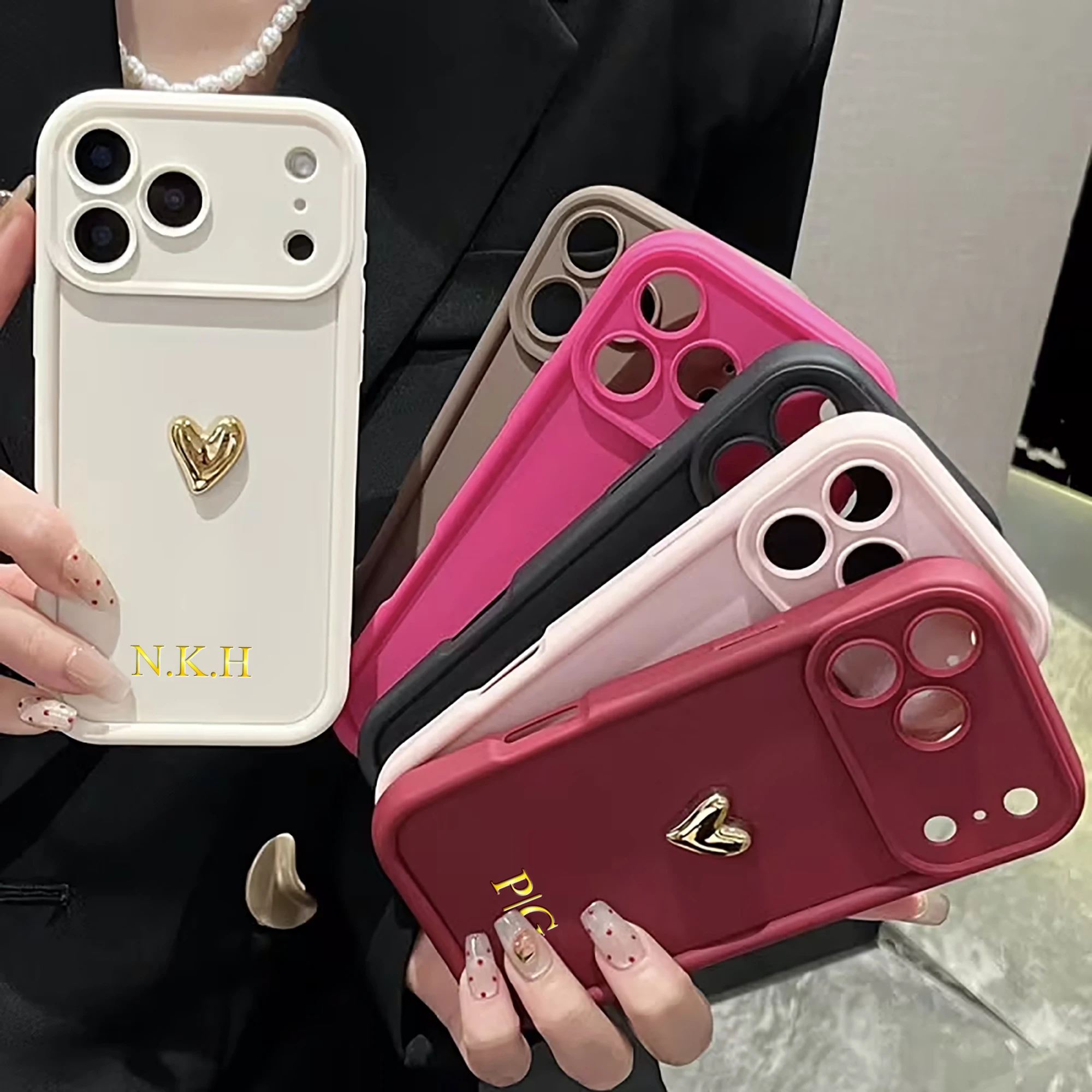 Custom Name TPU Hot Foil Stamping 3D Gold Love Heart thumbnail 6