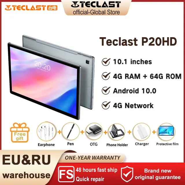 Teclst 태블릿 PC P20HD, 10.1 인치, 옥타코어, 안드로이드 10, 1920x1200, SC9863A, 4GB RAM 64GB ROM, 4G 네트워크, Wifi 지원, 속도 향상|Tblets|  