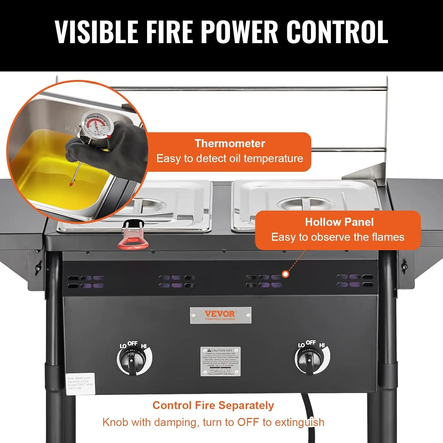 Propane Deep Fryer, Double Burners Commercial Fryer, 16 Qt Stainless Steel Cooker with Removable Baskets & Lids & Tanks, Oil Fry 4