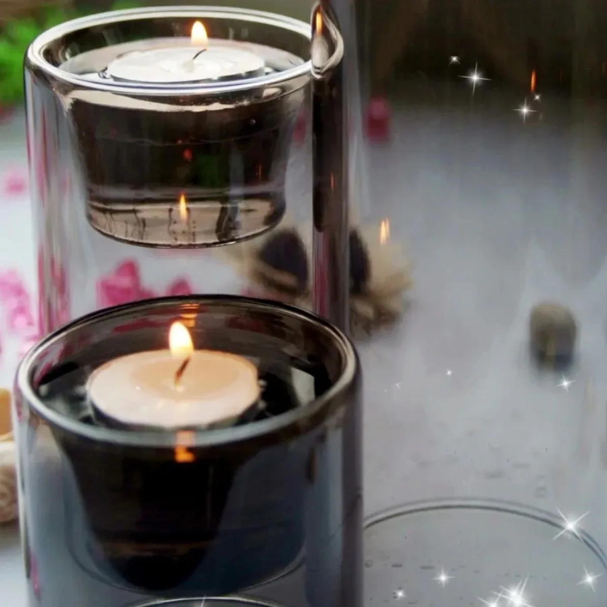 Nordic Vintage Candle Holder Black Transparent Candle Holder Glass Set Modern Wedding Decorations Candlestick Moroccan Decor - Image 3