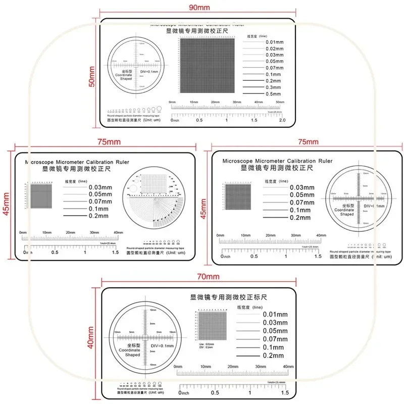 Film Ruler Microscope Micrometer Calibration Film Ruler Grid Reticule Stains Dot Gauge Plastic Ruler Radius Area Diameter Measuring