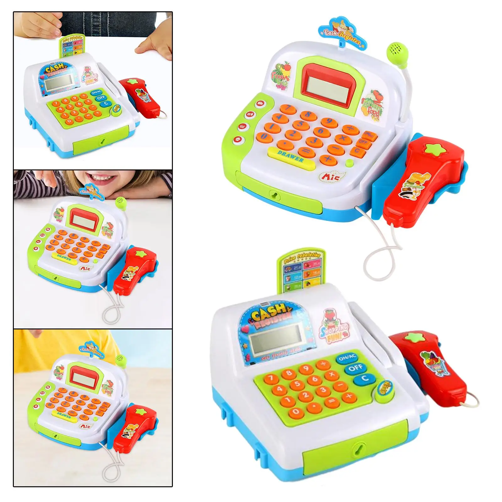 Supermarket Cash Register Play House Toys Cash Calculator with Sound Lights Development for Children Kids Girls Toddlers Gifts