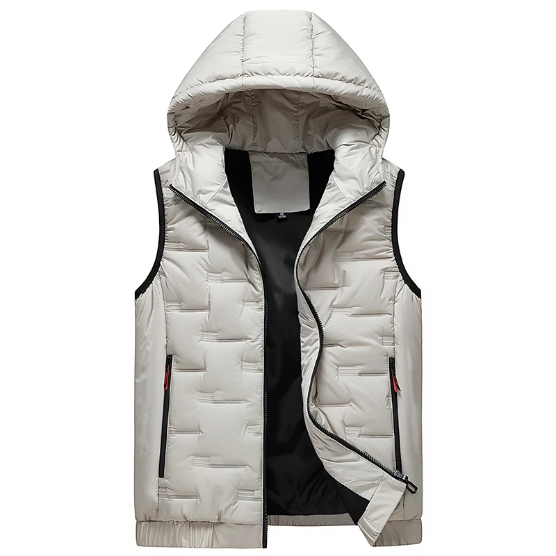 

Wind-Resistant Thickened Warm Sleeveless Hooded Jacket Quality Men Clothing Fashion Casual Style Comfortable Roupas Masculinas