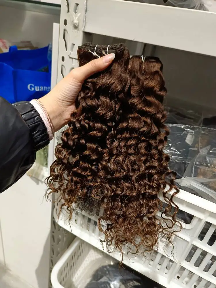2/3 Bundles Chocolate Brown Water Wave Remy Human Hair Weave Extensions 10-24 inch Quality Soft No Tangle MOGUL HAIR human hair extensions,human hair bundles