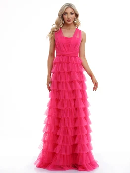 فساتين سهرة رسمية فاخرة بدون أكمام على شكل حرف v من التل 2025 أنيقة لحفلات الزفاف من التل للنساء فساتين كوكتيل لوصيفة العروس للحفلات الراقصة