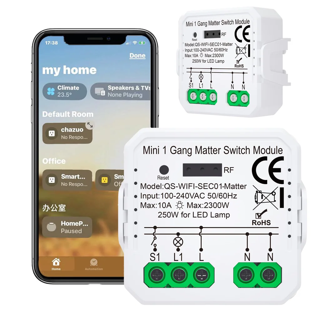 Matter WiFi 스마트 스위치, 스마트 홈 자동화 릴레이 모듈, 홈킷 시리 스마트싱스 알렉사 구글과 작동, 1, 2, 3 채널