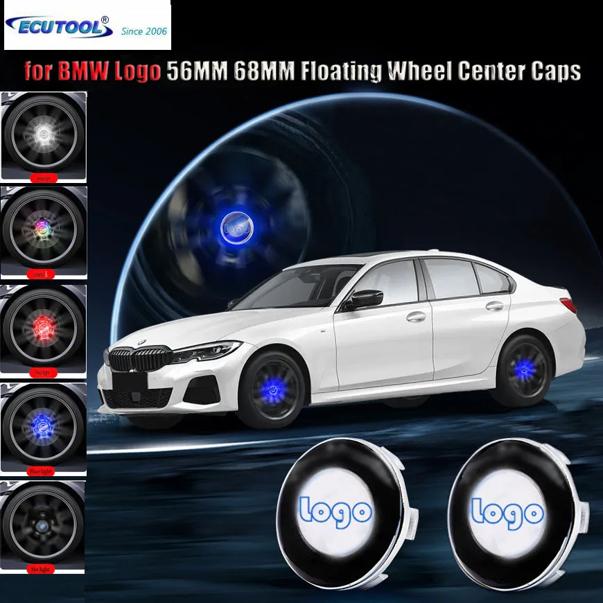 

for BMW LED Emblem Logo Floating Wheel Center Caps 56MM 68MM with Red White Blue RGB Colorful Lights Hub Lamp for Choose