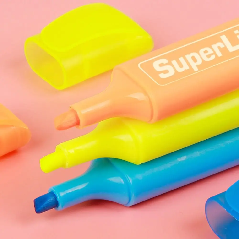 4/6 Colors Colorful Highlighters Art Markers Oblique Drawing Fluorescent Pen Markers Flat Shape School Office Supplies 4