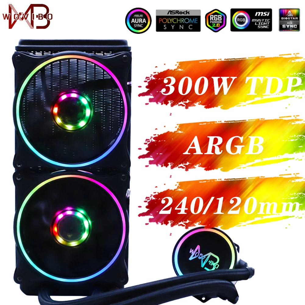 Water Cooling Computer 120mm 240mm Cpu Cooler Rgb Pwm 4pin Cpu Ventilador For Intel Lga 1200