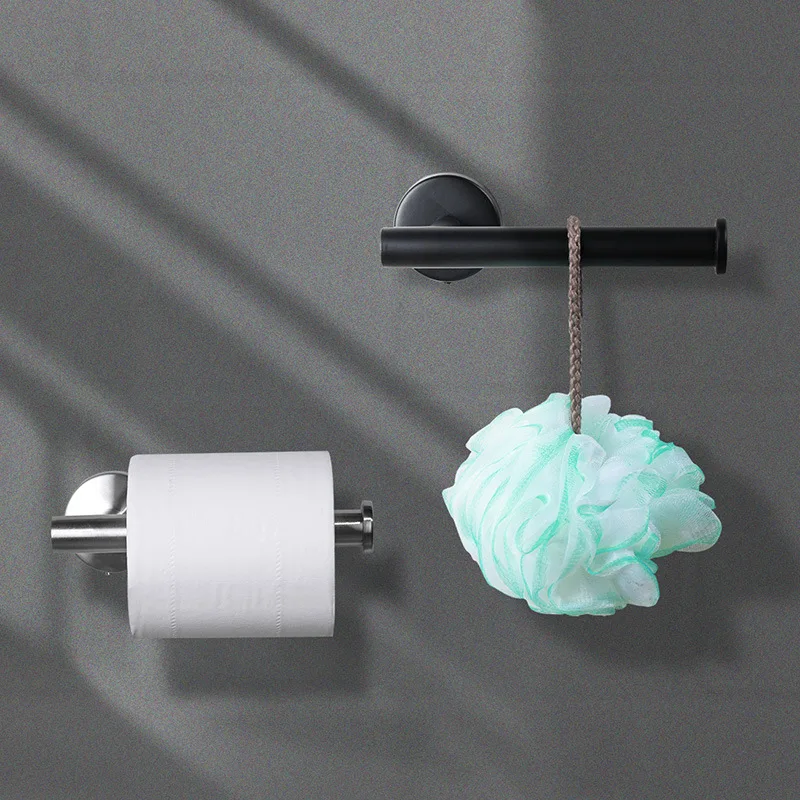 4pcs Wall Mount Toilet Towel Paper Holder Adhesive Black Silver Kitchen Roll Paper Stand Hanging Rack Bathroom Accessories toilet paper holder bathroom hardware set bathroom hardware accessories