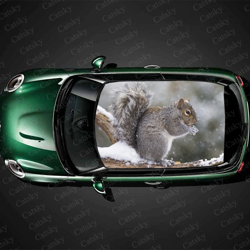

Наклейка на крышу автомобиля в виде зимней белки, декоративная пленка, наклейка на автомобиль, Виниловая наклейка на капот, графическая пленка, защитные аксессуары для автомобиля, подарок