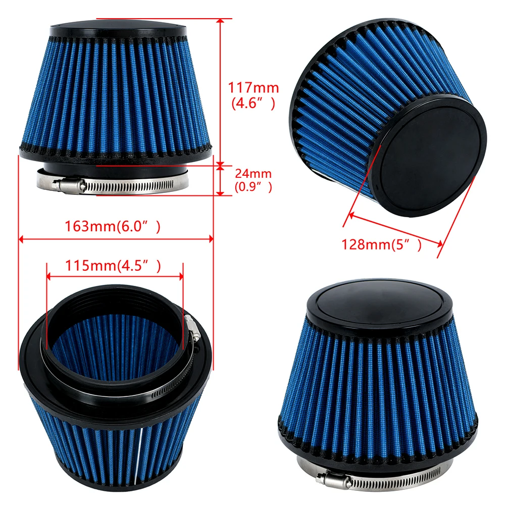 Kit Induzione Filtro Aria Universale In Fibra Di Carbonio Da 3 Pollici, Con Filtro Lavabile, Per Aumentare Potenza E Ridurre Consumo, Per Auto