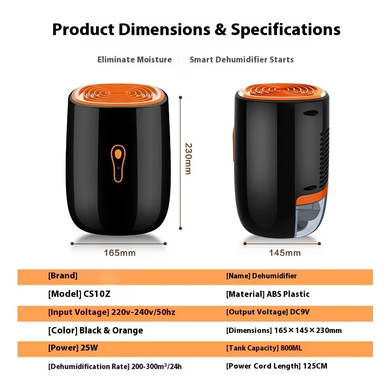Air Dehumidifier 800ml Portable Dryer Low Noise