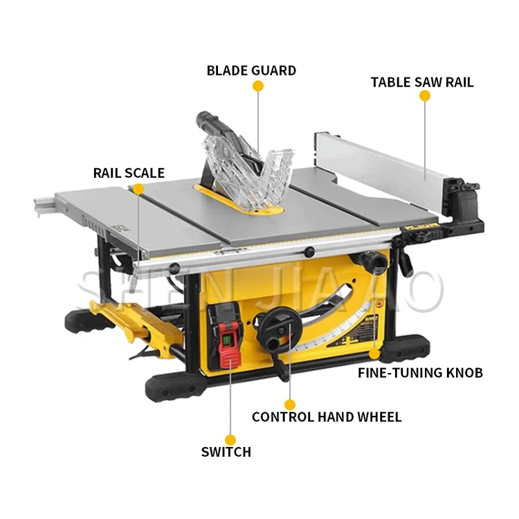 Compact 2000W Woodworking Table Saw Wood Cutting Width Precision Woodworking Sli
