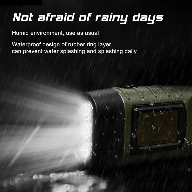 Outdoor LED Hand Cranked Generator, Solar Powered Crank Power Supply, Flashlight, Camping Light, Outdoor Home Light, Convenient