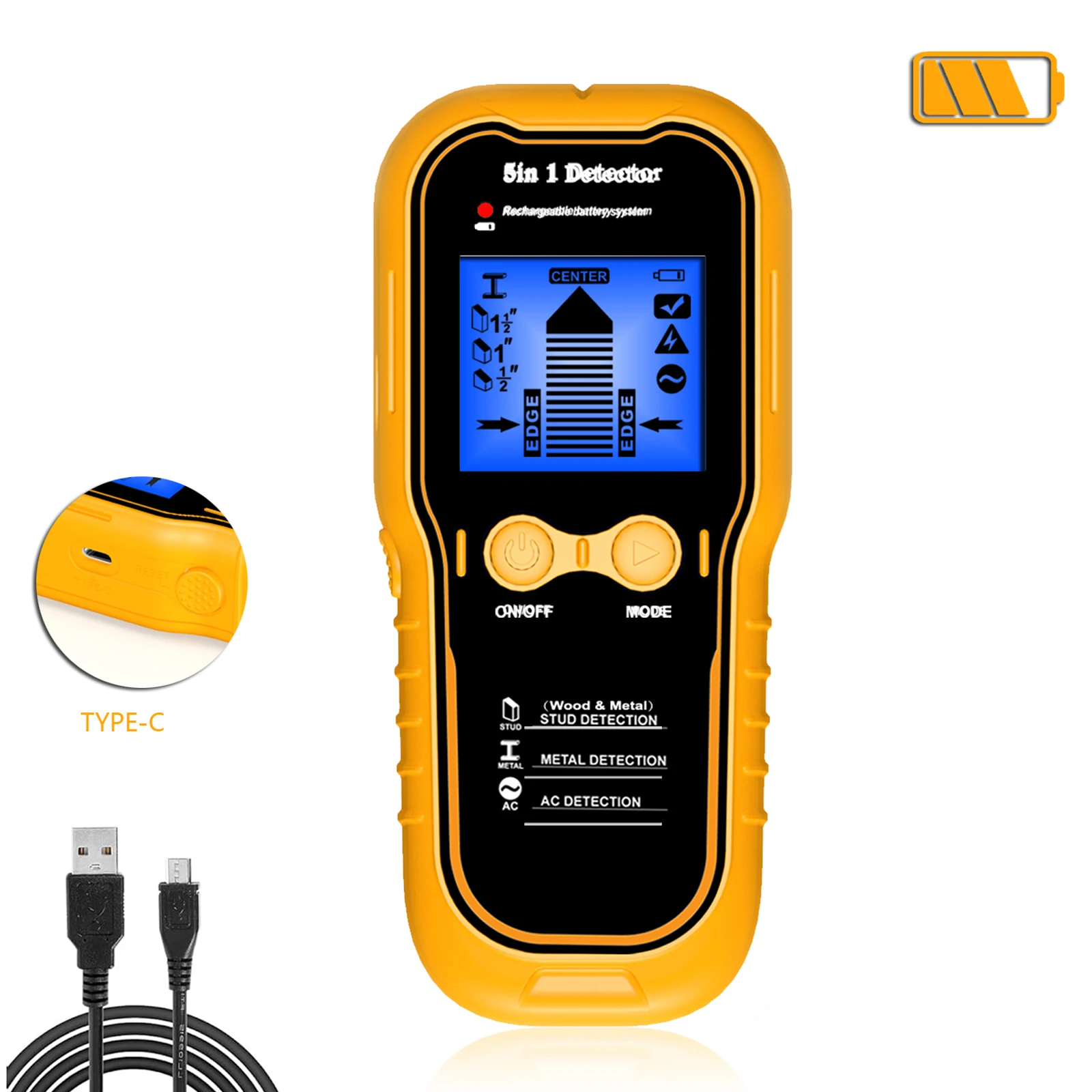 Rilevatore di Montanti 5 in 1, Scanner per Pareti, Rilevatore di Cavi AC, Fili, Legno, Metallo, Tubi, Strumenti di Misurazione Elettronici - immagine 2