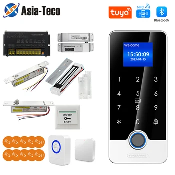 블루투스 투야 앱 문짝 접근 제어 키트, 방수 RFID NFC 생체 지문 키패드, 전기 마그네틱 스트라이크 잠금 장치, 180KG