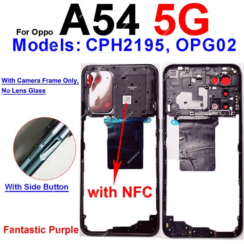 Enhanced Middle Frame Housing Bezel Cover with Side Buttons and Camera Lens Parts