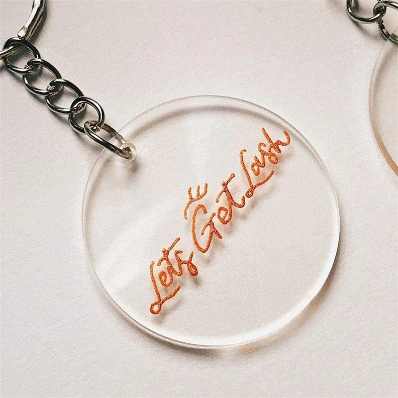 

Creative Acrylic Round Shape Customized Keychain,DIY Handicraft,Wedding Souvenir,Transparent Key Pendant,Party Reveal Gift