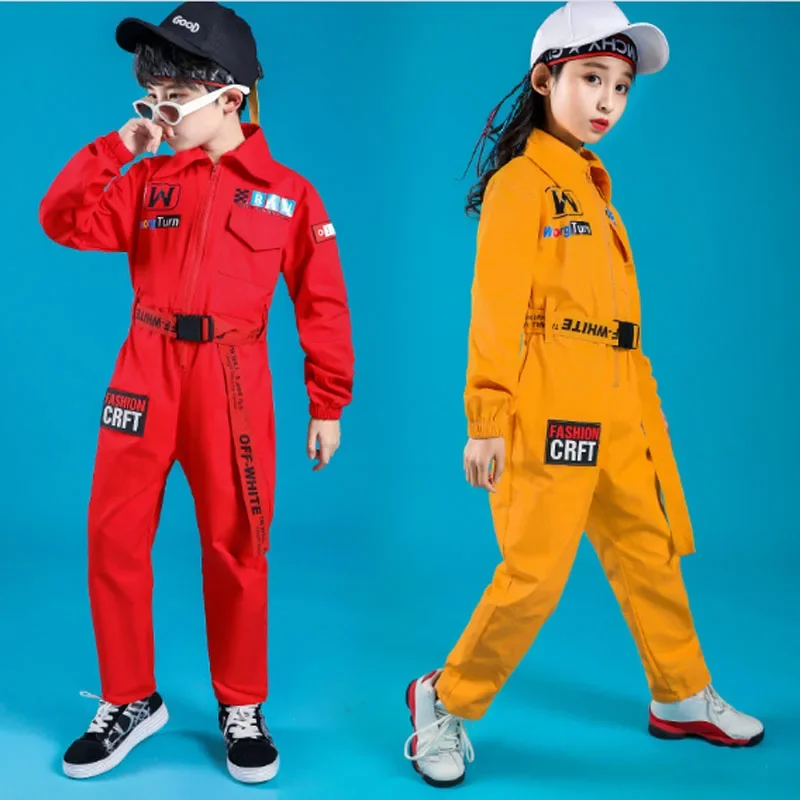 

Boys Girls Jazz Modern Dancing Costumes Clothing Suits Children's Hip Hop Dance wear Outfits Stage Costumes Coverall Clothes