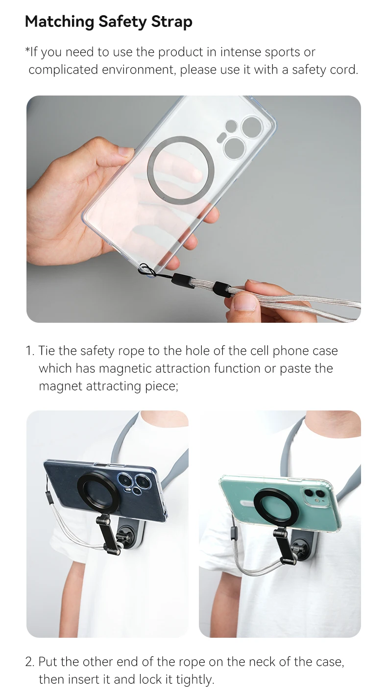 TELESIN Silicone Phone Magnetic Neck Mount Quick Release Hold for Iphone 15 14 1