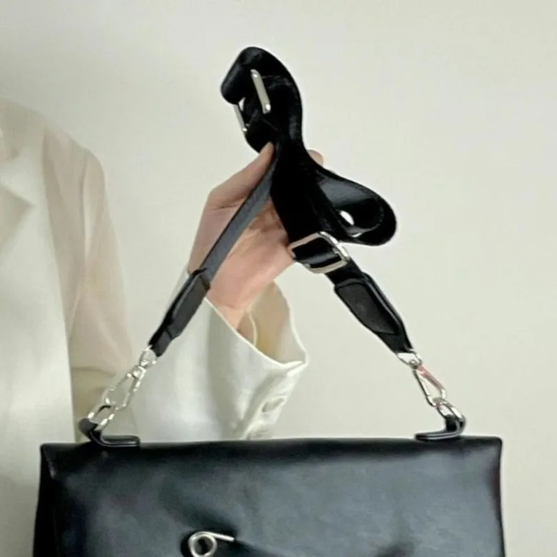 Korean Large Pin Black Shoulder Bags Women Foldable Sle Large Capacity Square Crossbody Bag Ladies Fashion Trend Unisex Tote Bag