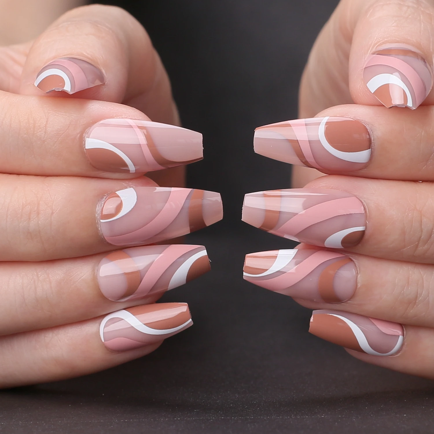 Uñas postizas de Gel para Ballet, uñas postizas de color marrón, 24 piezas  naturales, con prensa de vórtice, reutilización de uñas acrílicas| | -  AliExpress