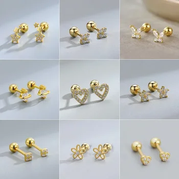 New Fashion Heart Stud Earrings for Women Hypoallergenic Screw Cartilage Helix Earring Girls Piercing Accessories Jewelry Gifts 1