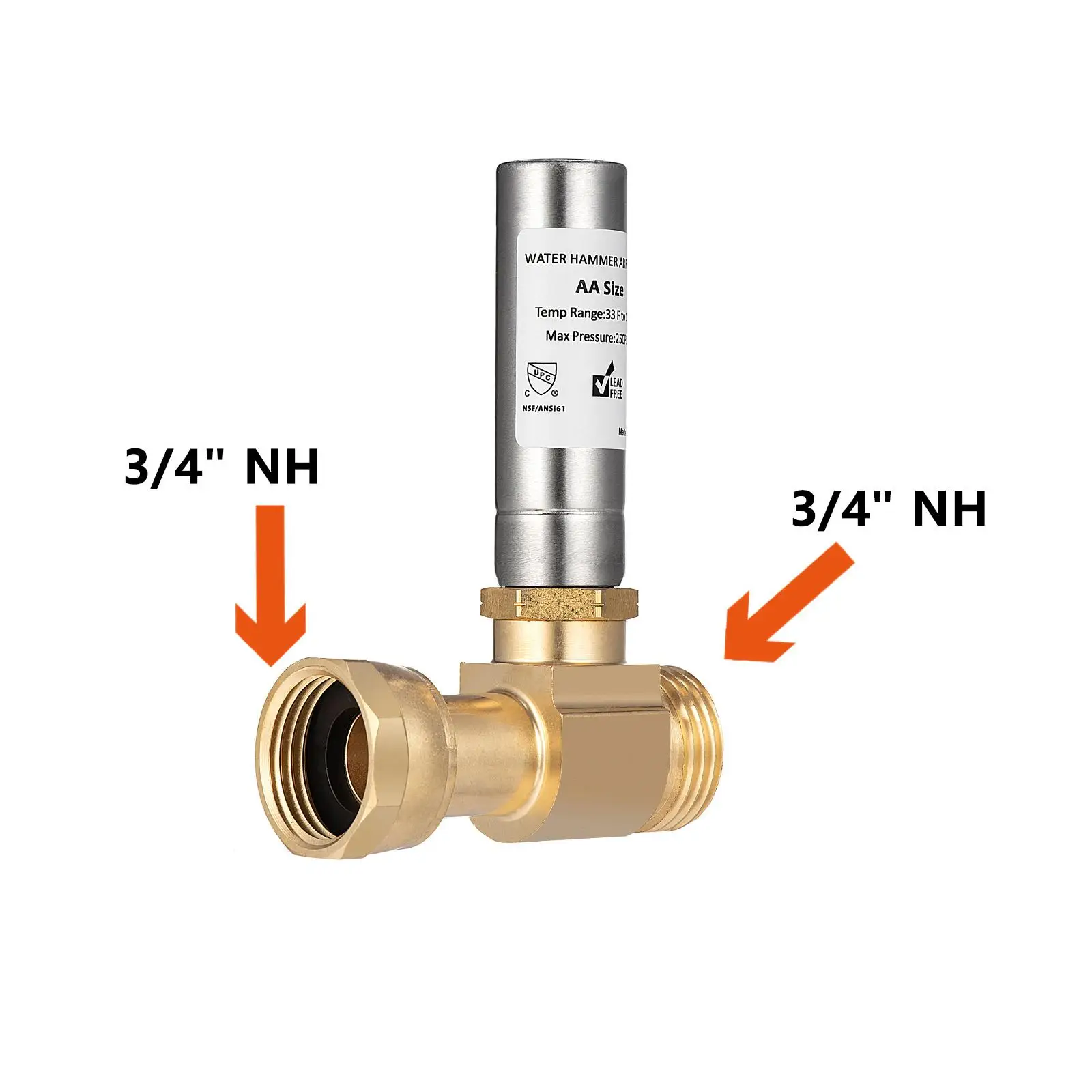 Water Hammer Arrestor Easy to Install High Temperature Brass Washing Machine for Laundry Room Washer Kitchen Hotel Laundry Pipe