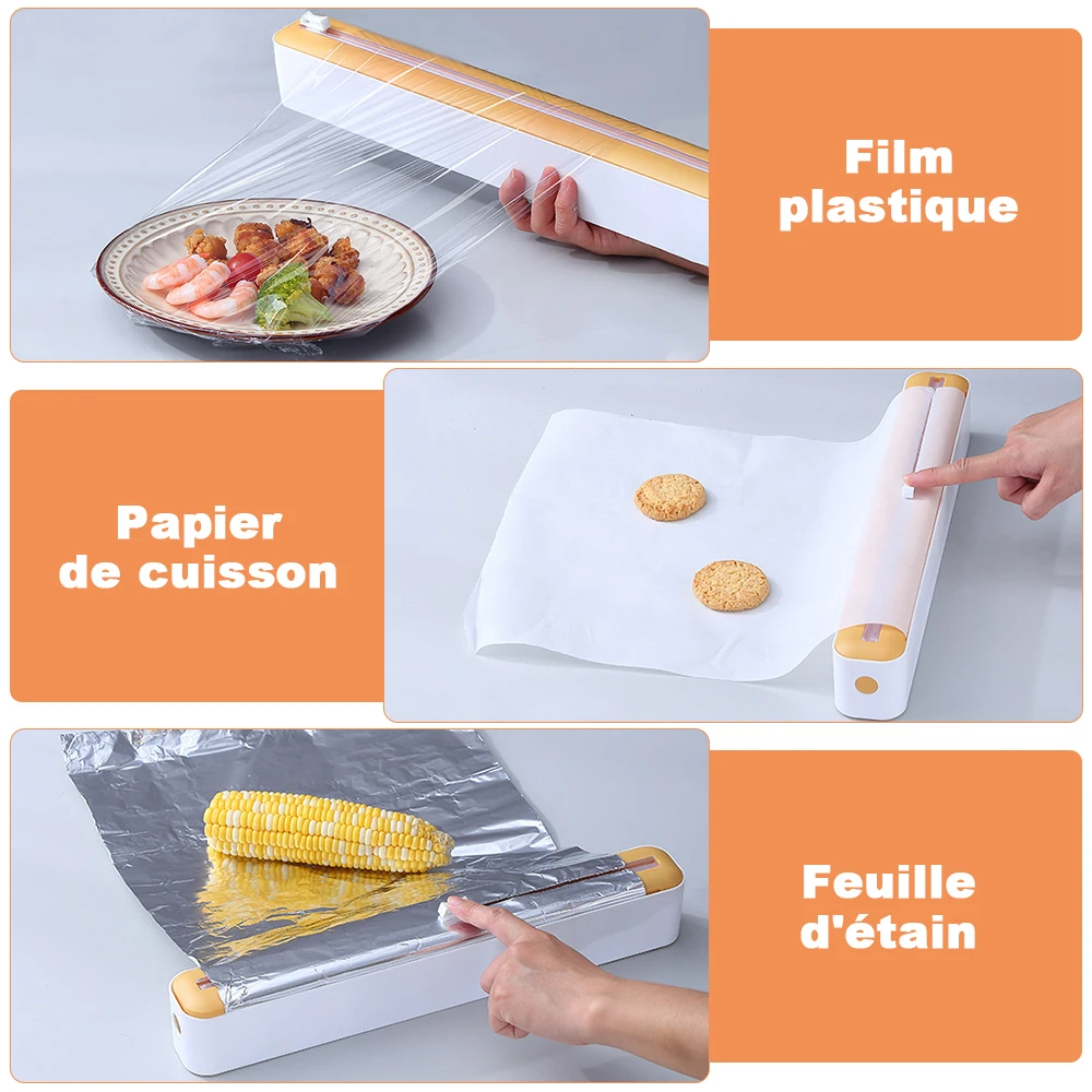 Distributeur magnétique de film alimentaire avec boîte de rangement de  coupe, coupe-film commandé en aluminium, accessoires de cuisine, 2 en 1 -  AliExpress