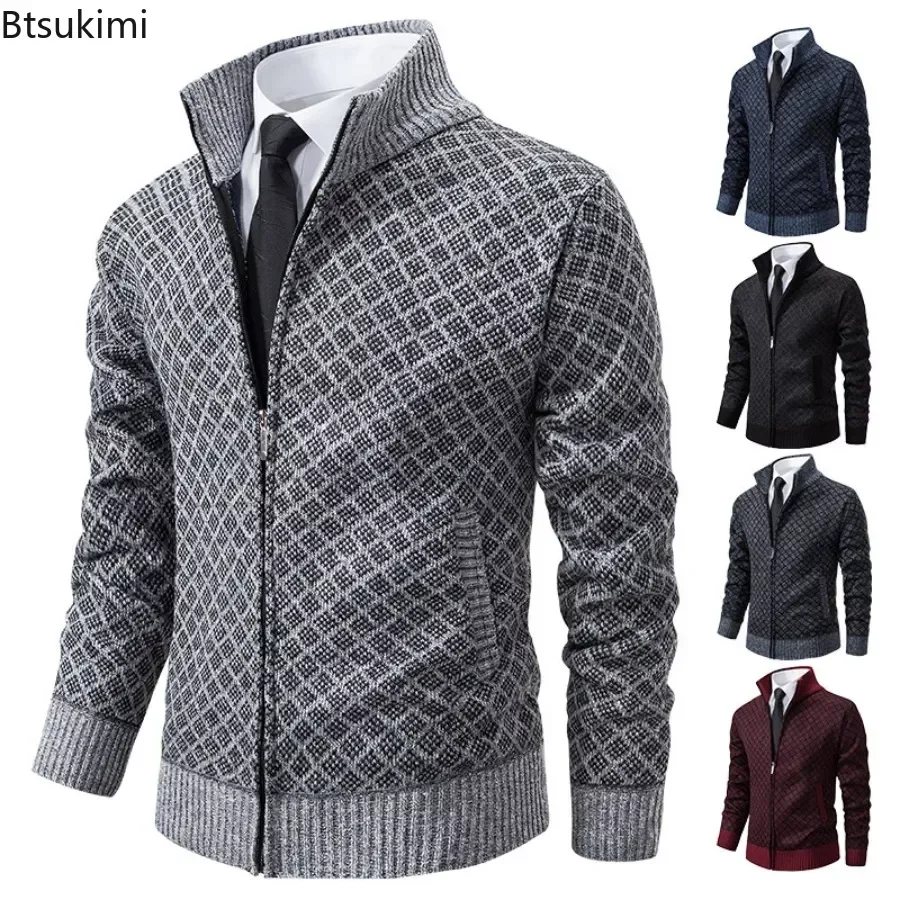 

New Men's Knitted Sweaters Jacket Autumn Winter Slim Fit Cardigan Men Causal Sweaters Coats Solid Warm Sweaters Cardigan for Men