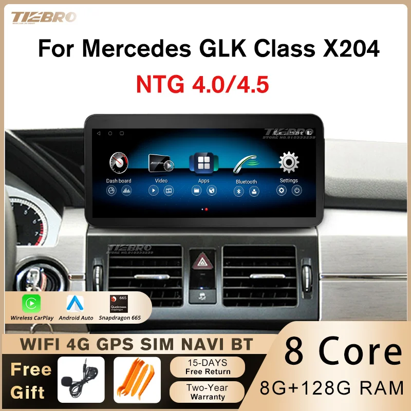 

TIEBRO 10,25 "Android 12 8 + 128G Автомагнитола для Mercedes Benz GLK Class X204 мультимедийный плеер Carplay GPS навигация Bluetooth HU