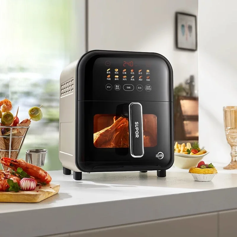 Far Infrared Air Fryer, Visual Intelligent Multifunctional Electric Fryer, 6L Large Capacity Home Use Without Turning Over