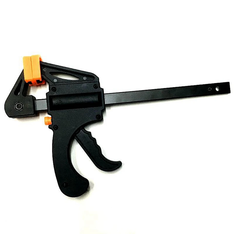Plastic Woodworking F Clamp Grip Quick Ratchet Release Squeeze Clip DIY Wood Carpenter Hand Gadget Tool, Fixture Clamp
